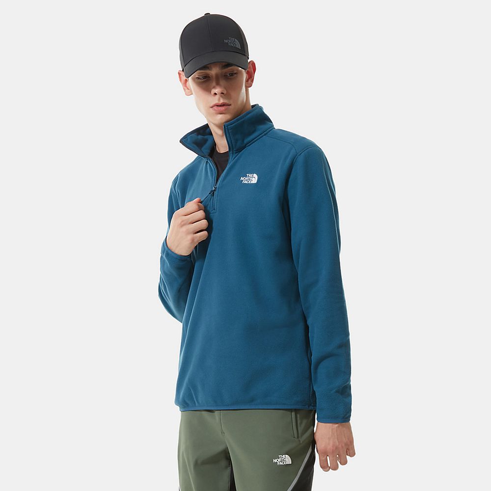 The North Face Fleece Mens Australia - The North Face 100 Glacier Quarter-Zip Blue Hiking (RWN-12308